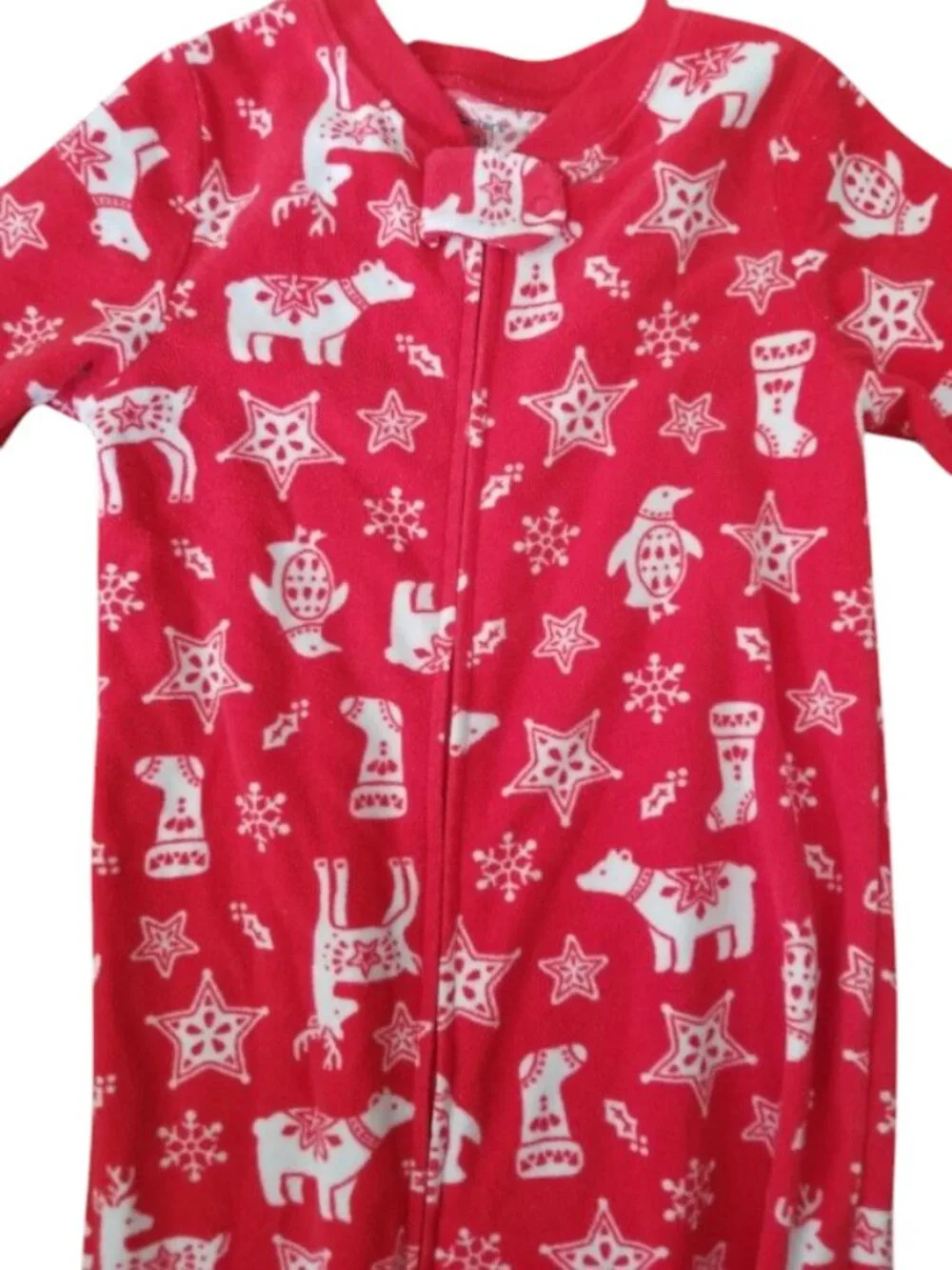 CARTER'S Red Holiday Print Fleece Blanket Sleeper Boys Size 3T